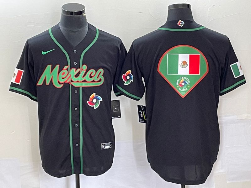 Men 2023 World Cub Mexico Blank Black Nike MLB Jersey11